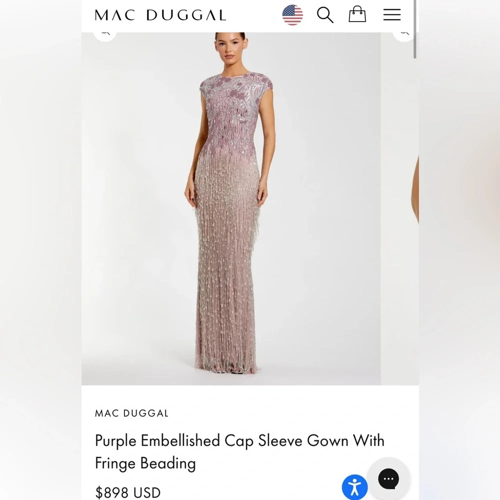 Mac Duggal Pink Fringe Wedding Dress - Picture 2 of 5